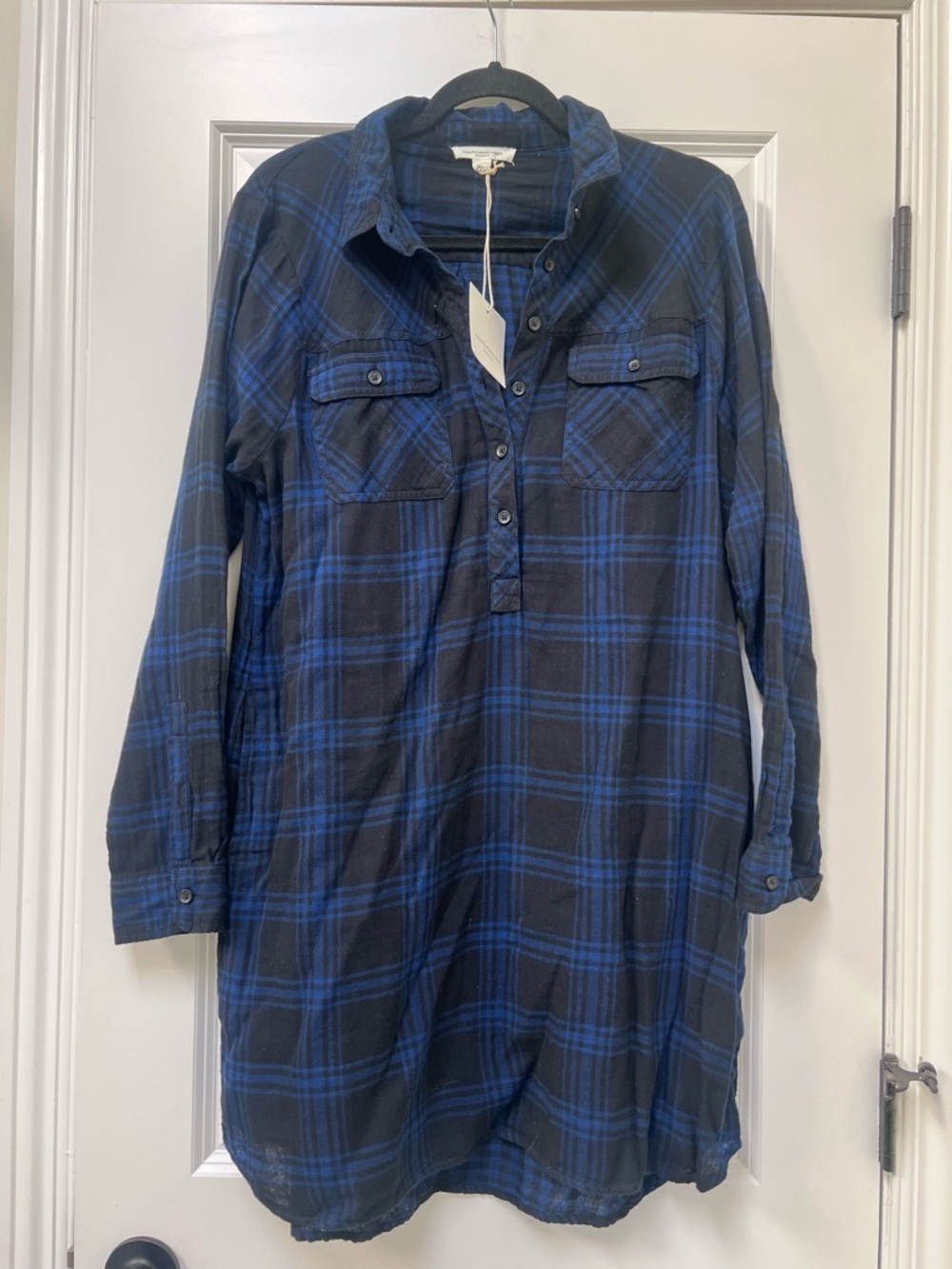 beachlunchlounge Blue and Black Plaid Swim Coverup Tunic